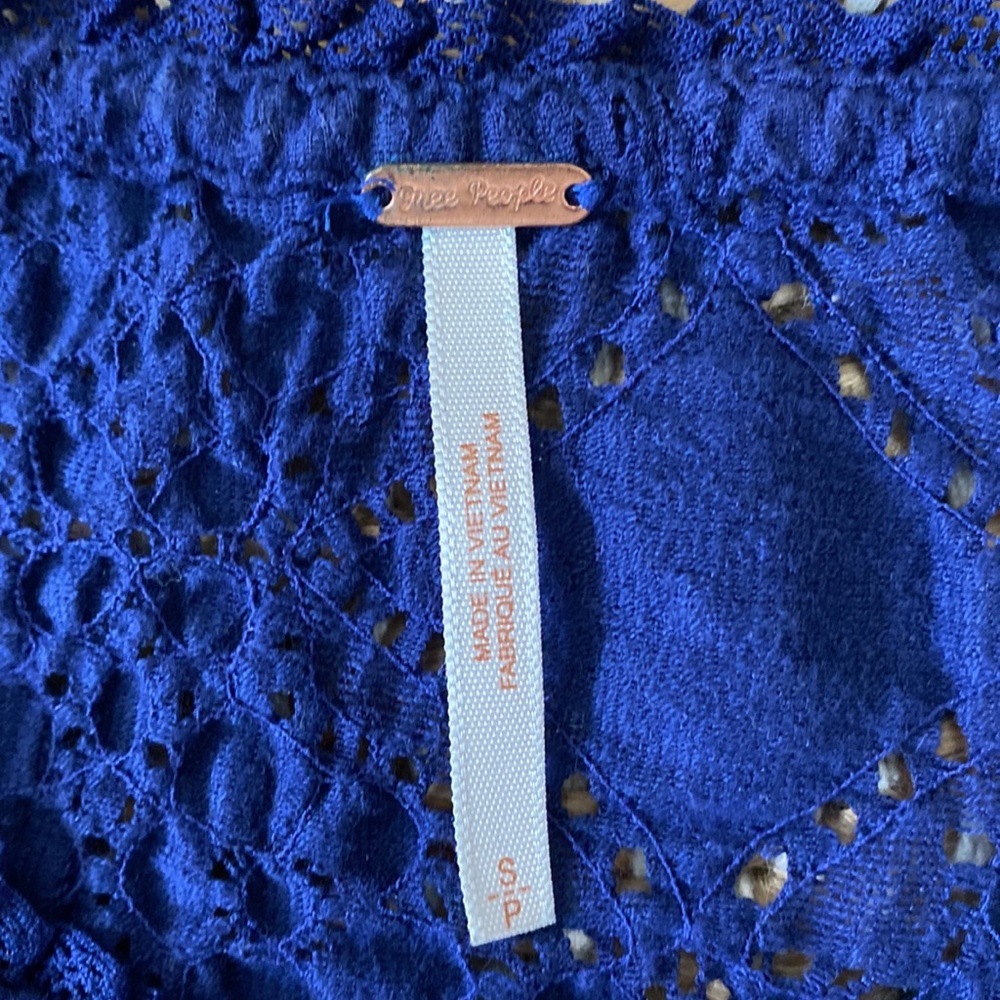 Free People Sunny Pucker Lace Top in Indigo Blue - Picture 3 of 8